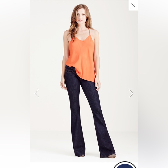 True Religion Carrie Low Rise Dark Blue Flare Jeans - Picture 2 of 16